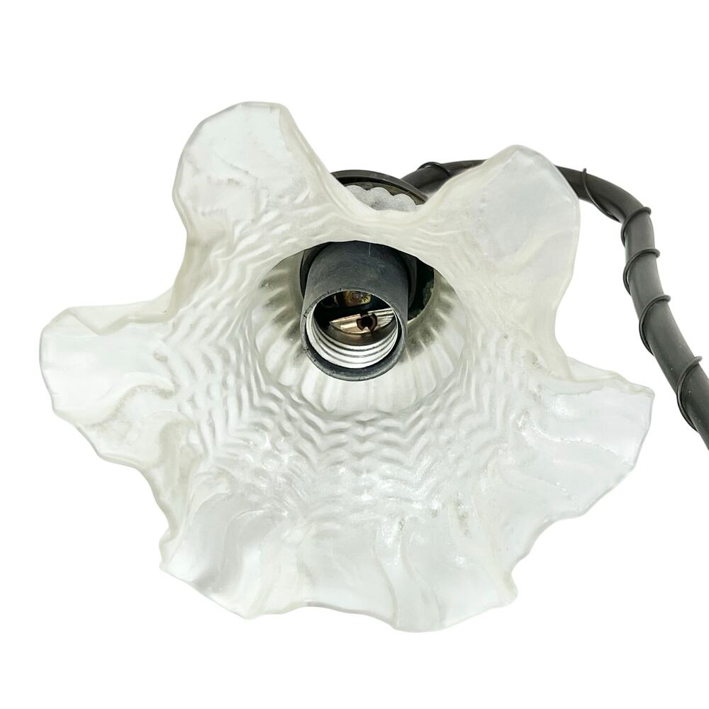 Vintage Flower Lily Pad Gooseneck Lamp Frosted Glass Tulip Shade 15" Tall - Picture 4 of 11